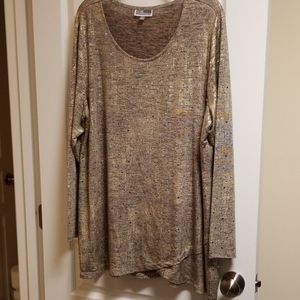 JM Collection Woman 2X Gold Sparkly Top